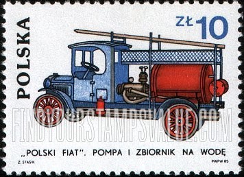 FindYourStampsValue: Classic and Contemporary Fire Engines: Polski Fiat, c. 1930