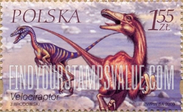 FindYourStampsValue: Dinosaurs: Velociraptor