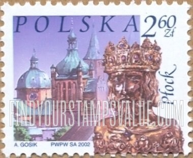 FindYourStampsValue: City Landmarks Type of 2002: Castle, reliquary of St. Sigismund, Plock, horizontal