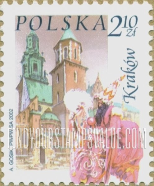 FindYourStampsValue: City Landmarks: Wawel Cathedral, St. Mary’s Church, Lajkonik, Cracow