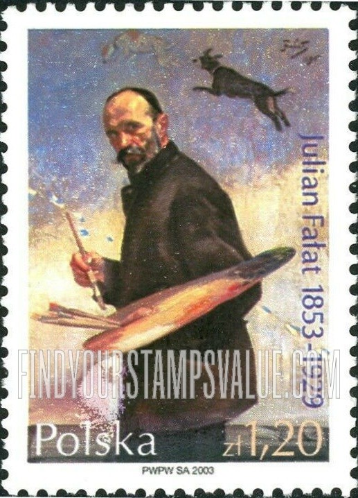 FindYourStampsValue: Paintings of Julian Falat (1853-1929): Self-portrait, vertical