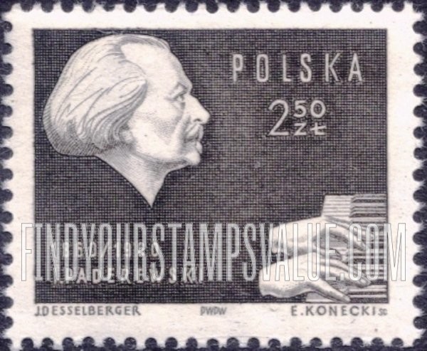 FindYourStampsValue: Birth centennial of Ignacy Jan Paderewski, statesman and musician
