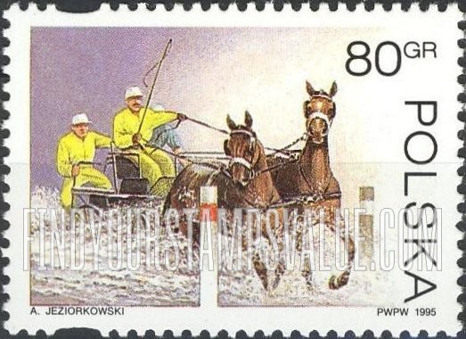 FindYourStampsValue: Horse-Equipage Driving World Championships, Poznan: Marathon race through water, around pylons
