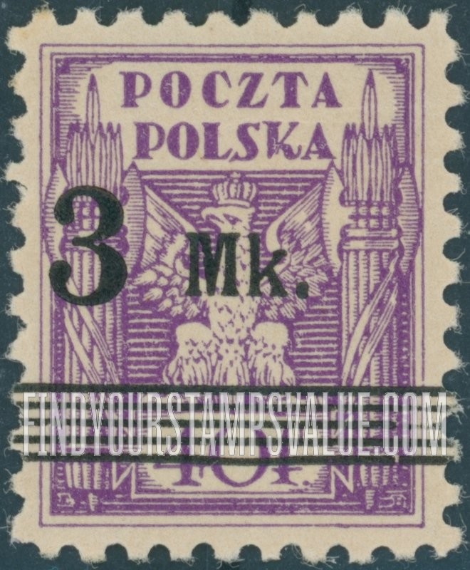 FindYourStampsValue: Eagle and Fasces, Symbolical of United Poland: Surcharged