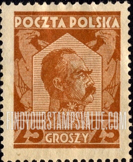 FindYourStampsValue: Marshal Pilsudski: Pilsudski Type of 1927