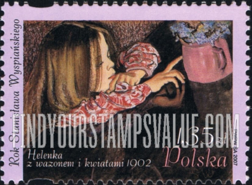 FindYourStampsValue: Little Helen with a Vase of Flowers, by Stanislaw Wyspianski