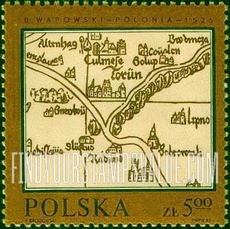 FindYourStampsValue: Maps: Map of Poland, by Bernard Wapowski, 1526