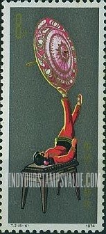 FindYourStampsValue: Traditional acrobatics: Twirling umbrella - 杂技: 登伞