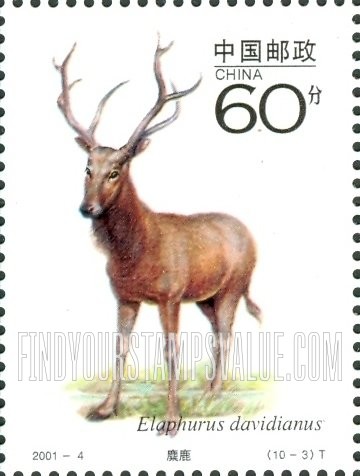 FindYourStampsValue: Wildlife: Elaphurus davidianus - 国家重点保护野生动物: 麋鹿