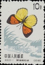 FindYourStampsValue: Butterfly: Yellow orange-tip  - 蝴蝶: 黑缘橙粉蝶