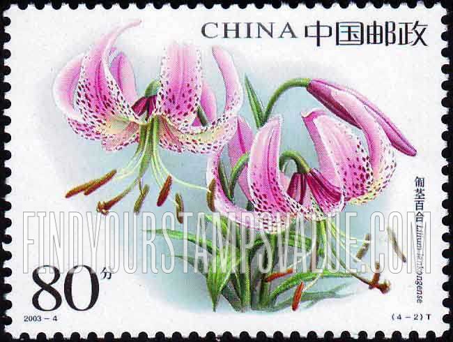 FindYourStampsValue: Lilies: Lilium lankongense - 百合花: 匍茎百合