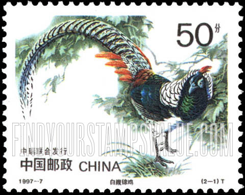 FindYourStampsValue: Pheasants: Chinese copper pheasant - 野鸡: 白腹锦鸡(中瑞联合发行)
