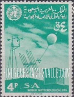 FindYourStampsValue: Meteorological Instruments and WMO Emblem: Issued for World Meteorological Day - معدات الأرصاد الجوية وشعار المنظمة العالمية للأرصاد الجوية: إصدار اليوم العالمي للأرصاد الجوية