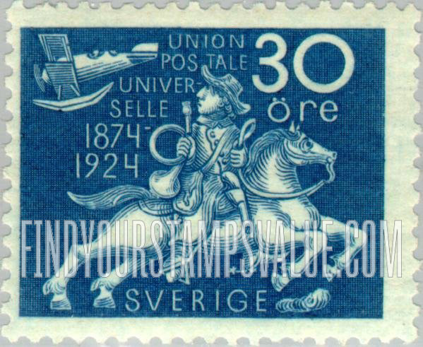 FindYourStampsValue: Universal Postal Union Congress: Postrider Watching Airplane