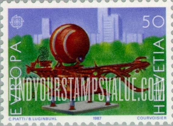 FindYourStampsValue: Federal Administration, Europa 1987, Sculpture: Scarabaeus, 1979, by Bernard Luginbuhl