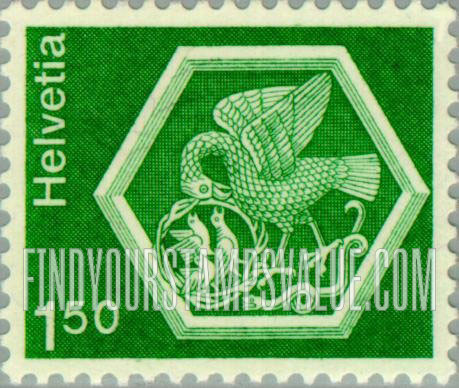 FindYourStampsValue: Federal Administration: Ceiling medallion (bird feeding nestlings), Steinam Rhein Convent