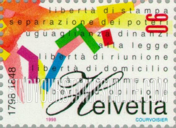 FindYourStampsValue: Federal Administration, Confederation, 150th Anniversary and Helvetic Republic, Bicentenary: Italian