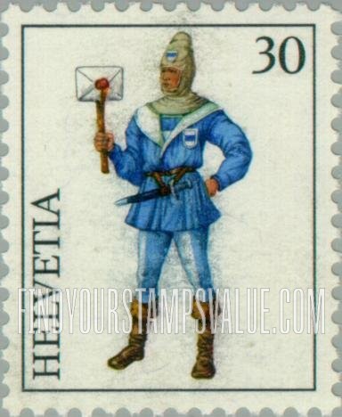 FindYourStampsValue: Federal Administration, Medieval Postal Couriers: Zug (without staff)