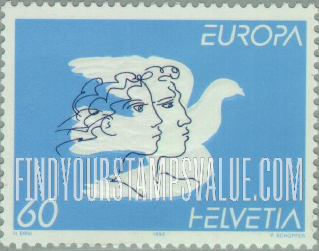 FindYourStampsValue: Federal Administration, Peace & Freedom, Europa: Dove, faces