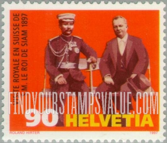 FindYourStampsValue: Federal Administration, King of Thailand’s Visit to Switzerland, Centenary: King Chulalongkorn (Rama V), President Adolf Deucher