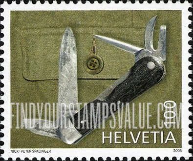 FindYourStampsValue: Federal Administration, Victorinox Swiss Army Knives: First model, 1897, khaki pants