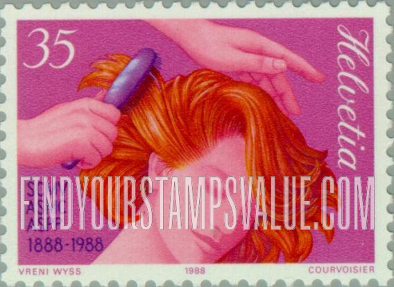 FindYourStampsValue: Federal Administration: Swiss Hairdressers Associate, Centenary