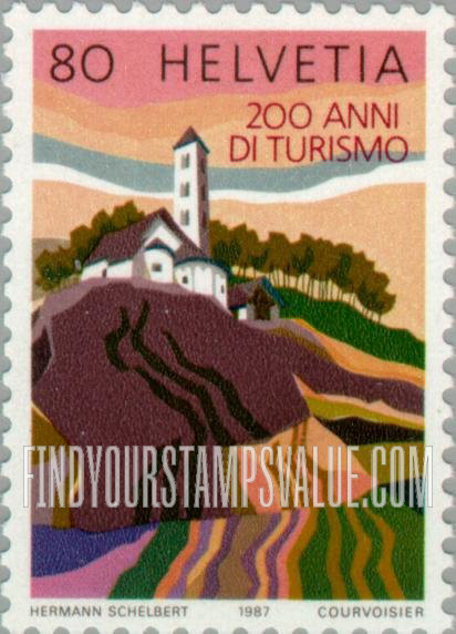 FindYourStampsValue: Federal Administration, Switzerland’s four language regions: Church of San Carlo, Blenio Valley, Italian