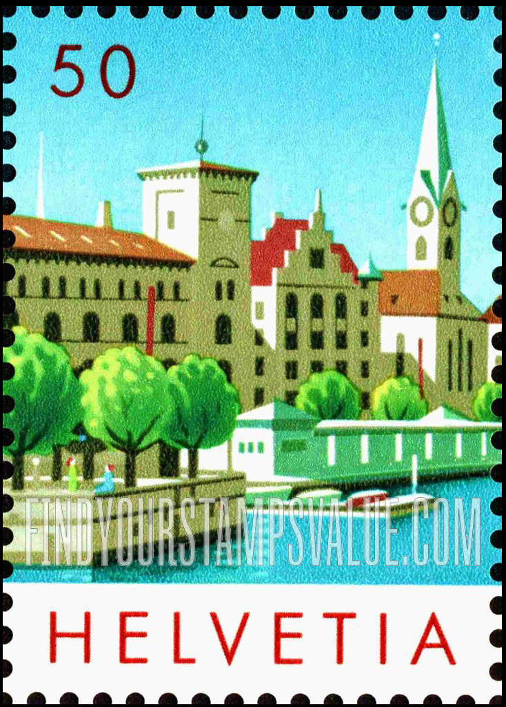 FindYourStampsValue: Federal Administration: Panoramic View of Zurich