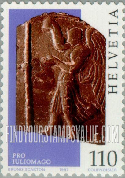 FindYourStampsValue: Federal Administration, Gallo-Roman Art, Archaeological finds: Ceramic fragment depicting Victoria