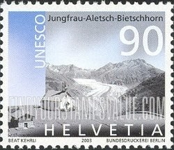 FindYourStampsValue: Federal Administration, UNESCO World Heritage Sites: Jungfrau-Aletsch-Bietschhorn