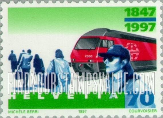 FindYourStampsValue: Federal Administration, Swiss Railways, 150th Anniversary: Locomotive 2000, 1990’s