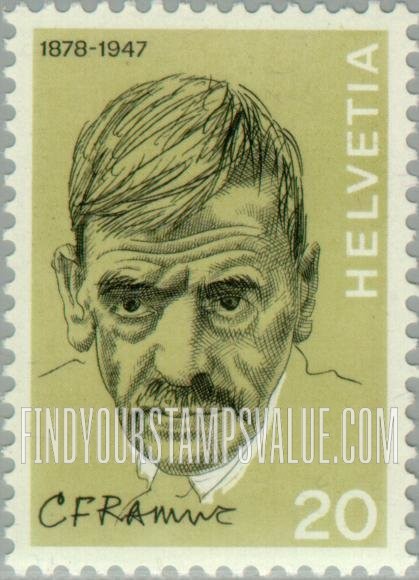 FindYourStampsValue: Federal Administration, Portraits and Signatures: Charles Ferdinand Ramuz (1878-1947), writer