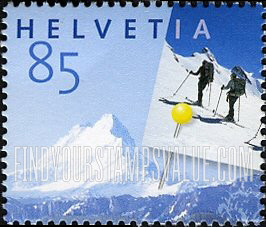 FindYourStampsValue: Federal Administration, Friends of Nature Switzerland, Centenary: Skiers