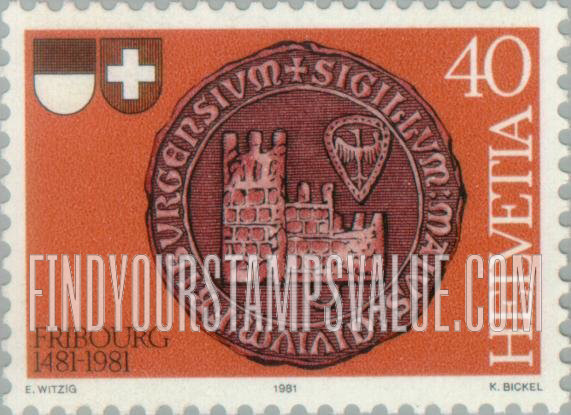 FindYourStampsValue: Federal Administration: Seal of Fribourg