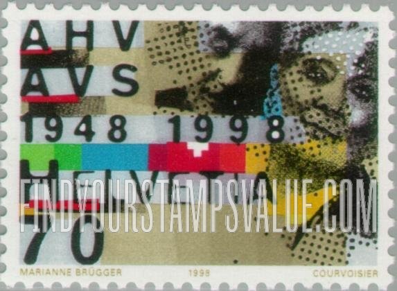 FindYourStampsValue: Federal Administration: Swiss Old Age and Survivors’ Insurance, 50th Anniversary