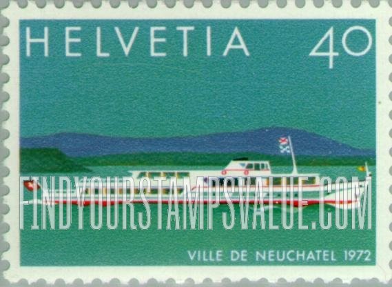FindYourStampsValue: Federal Administration, Steamers on Swiss Lakes: Ville de Neuchatel, 1972
