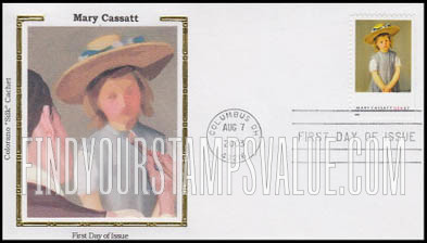 FindYourStampsValue: MARY CASSATT PAINTINGS - Child in a Straw Hat