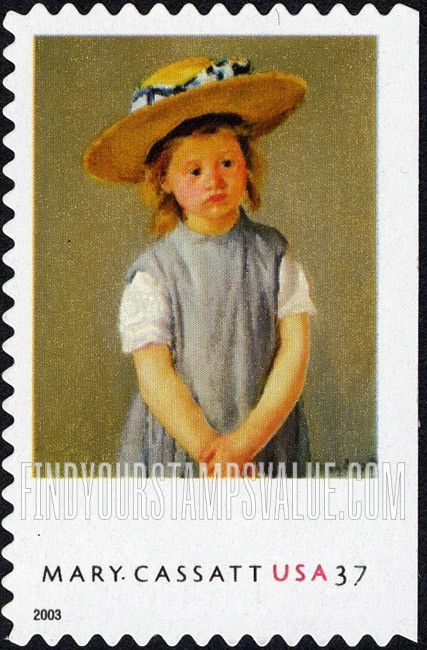 FindYourStampsValue: MARY CASSATT PAINTINGS - Child in a Straw Hat