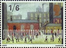 FindYourStampsValue: Great Britain (United Kingdom): British Painters - Children Coming out of School, by Laurence Stephen Lowry