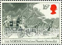 FindYourStampsValue: Great Britain (United Kingdom): Bath-Bristol-London Mail Coach Bicentenary - Norwich, 1827
