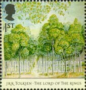 FindYourStampsValue: Great Britain (United Kingdom): Publication of The Lord of the Rings, by J.R.R. Tolkien, 50th Anniversary - Forest of Lothlorien