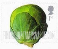 FindYourStampsValue: Great Britain (United Kingdom): Fruit and Vegetables - Brussels Sprout, Self-Adhesive Booklet Stamp