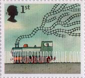 FindYourStampsValue: Great Britain (United Kingdom): World of Invention - Locomotive and Tracks, Self-Adhesive Stamp