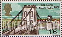 FindYourStampsValue: Great Britain (United Kingdom): British Bridges - Menai Bridge, North Wales, 1826