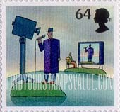 FindYourStampsValue: Great Britain (United Kingdom): World of Invention - Television Camera, man with Microphone, Man Watching Television, Self-Adhesive Stamp