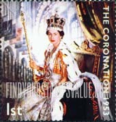 FindYourStampsValue: Great Britain (United Kingdom): Coronation of Queen Elizabeth II, 50th Anniversary - Queen holding Orb and Scepter
