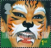 FindYourStampsValue: Great Britain (United Kingdom): Millennium, Painted Faces of Children - Tiger