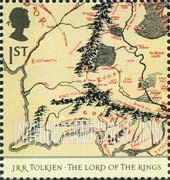 FindYourStampsValue: Great Britain (United Kingdom): Publication of The Lord of the Rings, by J.R.R. Tolkien, 50th Anniversary - Map