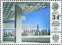 FindYourStampsValue: Great Britain (United Kingdom): Europa, Modern Architecture - European Investment Bank, Luxembourg, designed by Sir Denys Lasdun