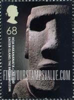 FindYourStampsValue: Great Britain (United Kingdom): British Museum, 250th Anniversary - Hoa Hakananai'a Easter Island Moia, c. 1000